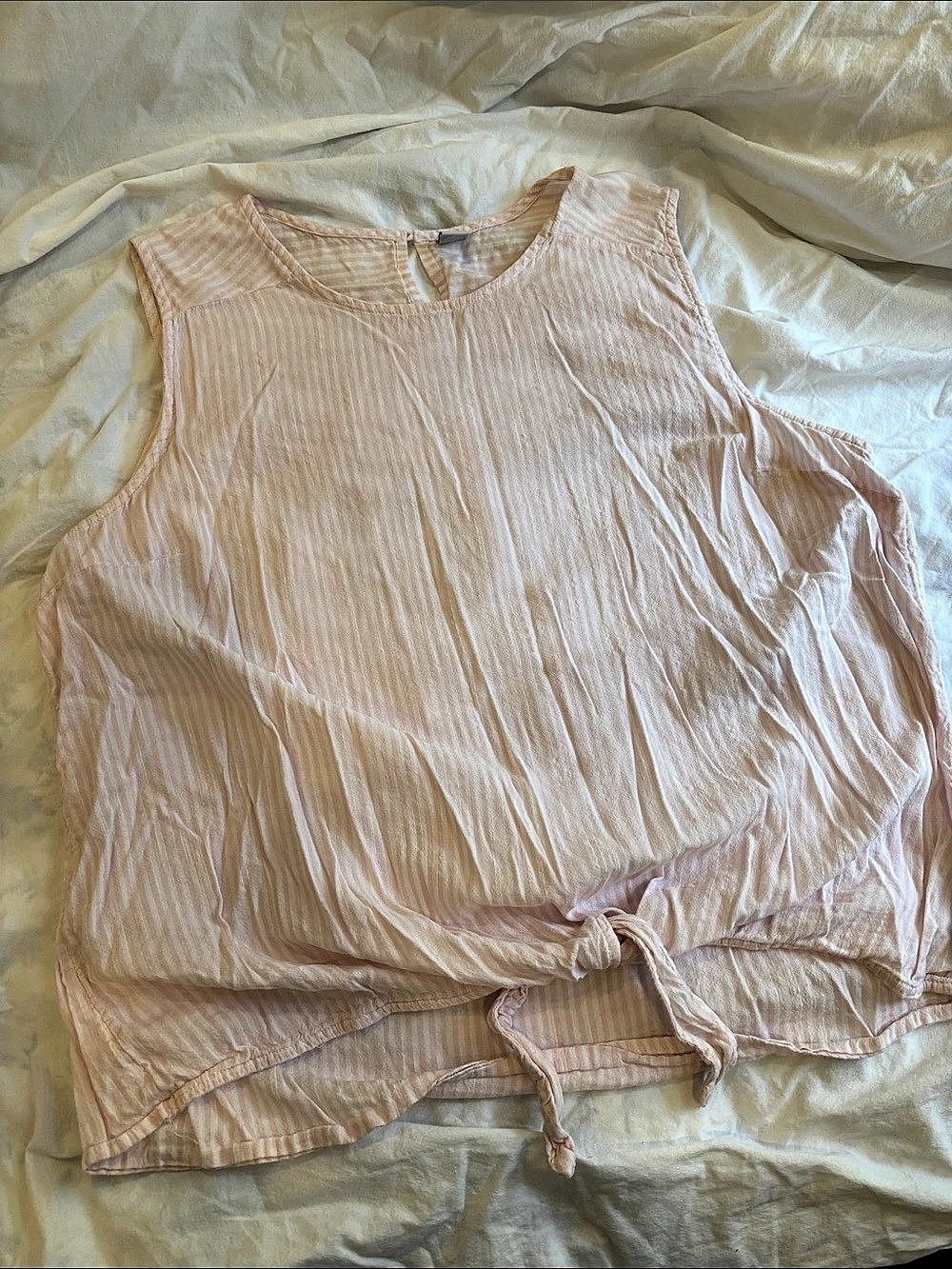 Old Navy Pink Striped Tie Front Tank Top Blouse